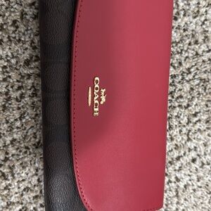 Coach Red and Brown Leather Wallet